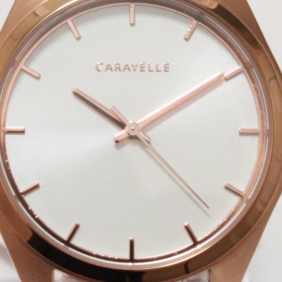Caravelle Ladies Minimalist Watch By Bulova Rose Gold White Sun-ray Dial 36mm - Picture 12 of 13